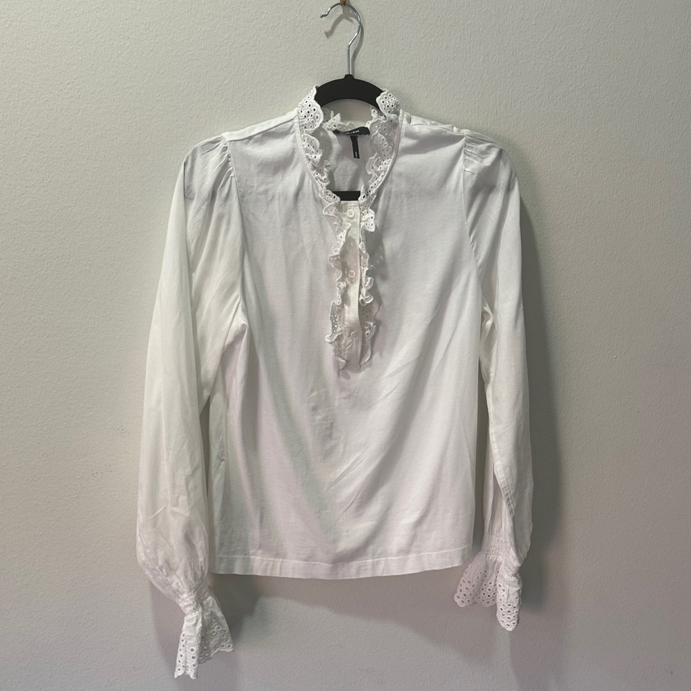 ME+EM White Ruffle Lace Blouse